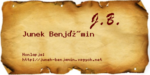 Junek Benjámin névjegykártya